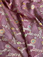 Pastels Handbrush Meenakari Pure Khaddi Georgette Silk Banarasi Saree