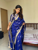 Royal Blue Banarasi Nazakat Soft Silk Saree