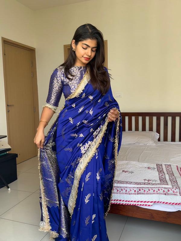 Royal Blue Banarasi Nazakat Soft Silk Saree