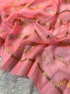 Light Peach Pure Kora Organza Silk Banarasi Saree