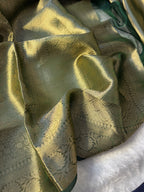 Dark Green Pure Tissue Silk Banarasi Saree