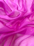 Magenta Pink & Green Pure Kora Organza Silk Banarasi Saree