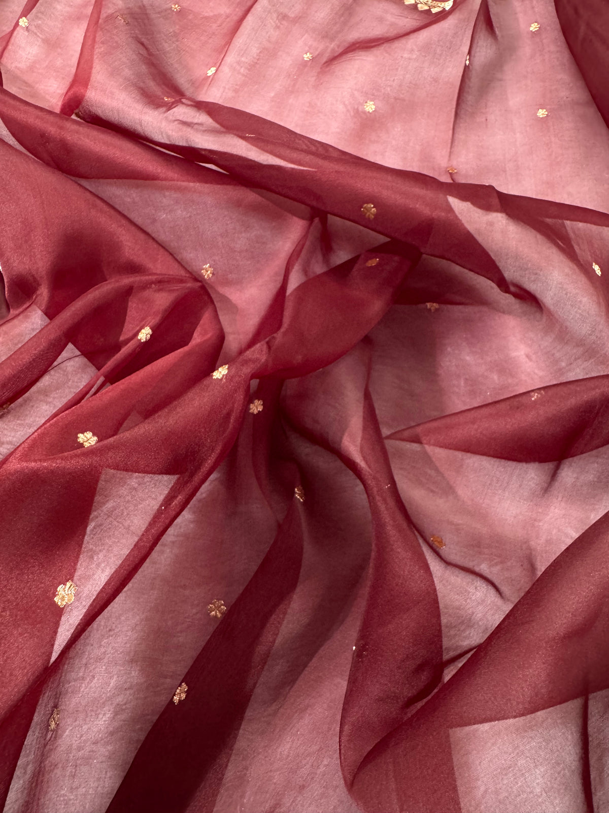Wine Pure Kora Organza Silk Banarasi Saree