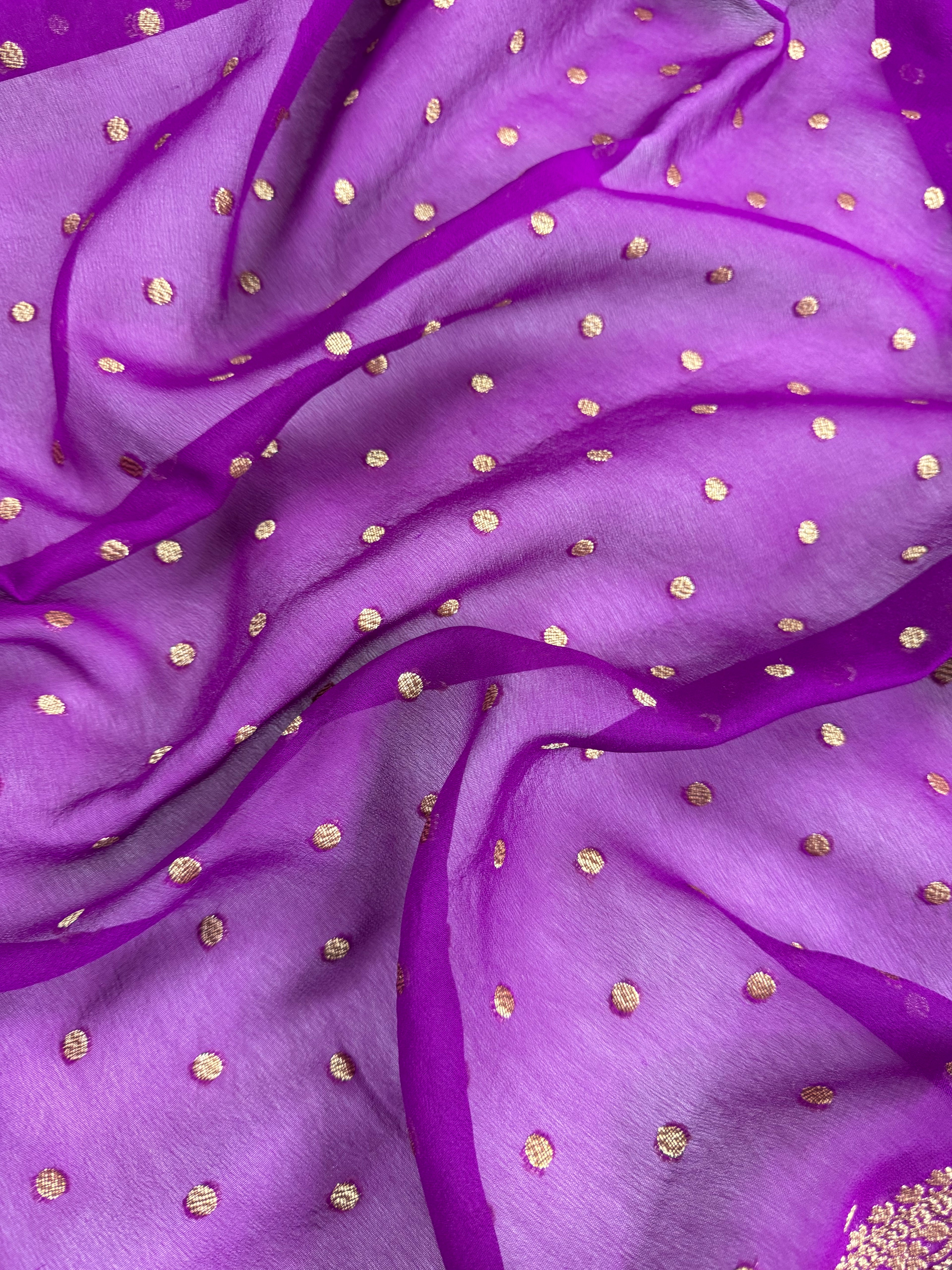 Purple Pure Khaddi Georgette Silk Banarasi Saree