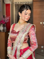 Maroon Red Banarasi Nazakat Soft Silk Saree