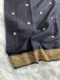Black Pure khaddi Chiffon Silk Banarasi Saree