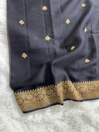 Black Pure khaddi Chiffon Silk Banarasi Saree