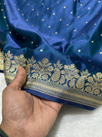 Navy Blue Mashru Katan Silk Banarasi Saree