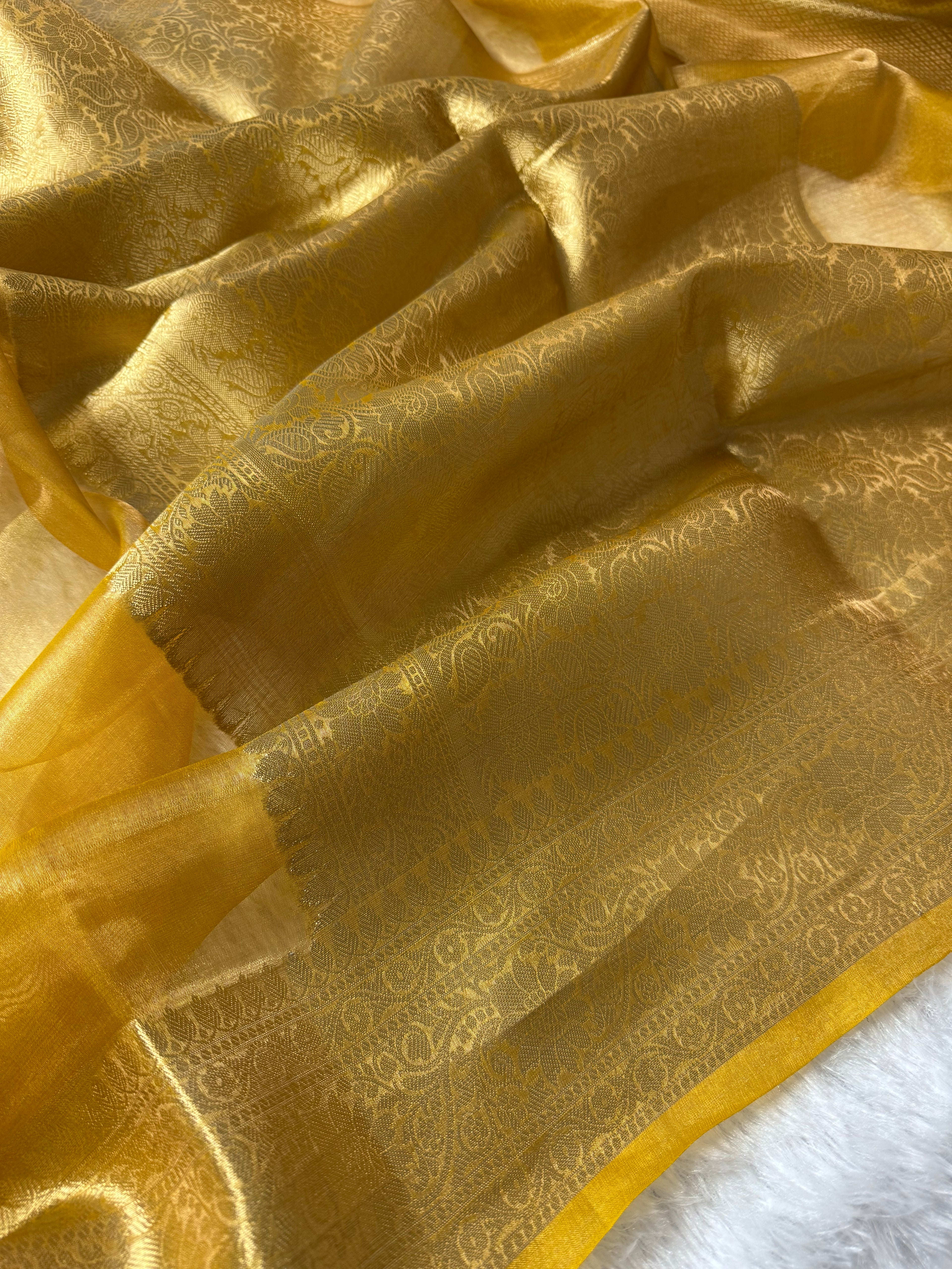 Yellow Tissue Silk Banarasi Saree