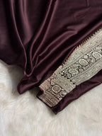 Deep Wine Mashru Katan Silk Banarasi Saree