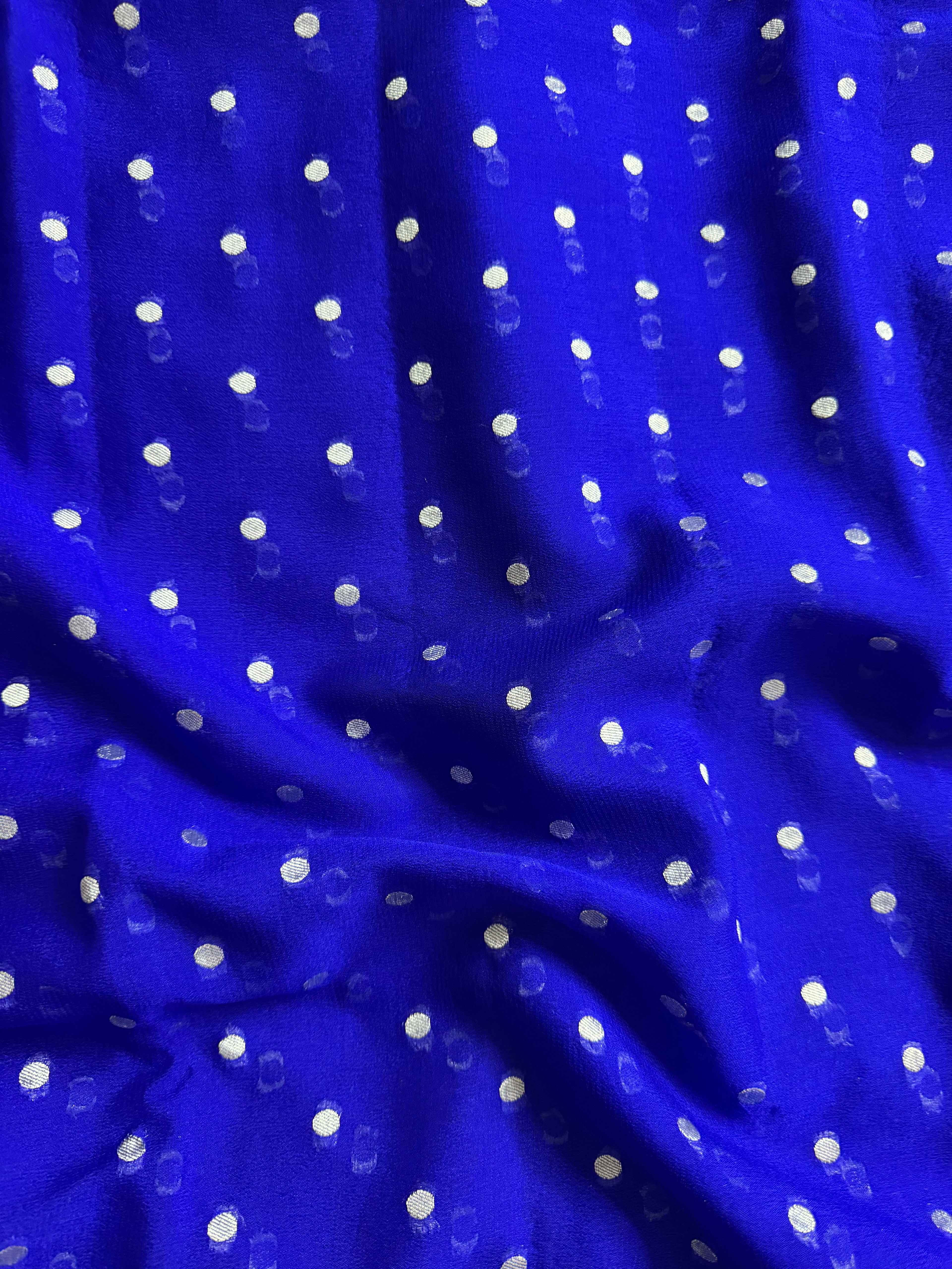 Royal Blue Pure Khaddi Georgette Silk Banarasi Mutter Dana Saree