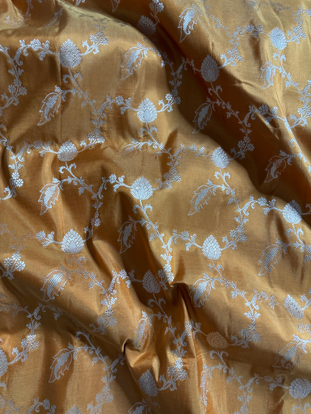 Mustard Pure Katan Silk Banarasi Jall Saree