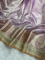 Lavender Tissue Silk Banarasi Saree With Designer Lace Work