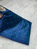Navy Blue Mashru Katan Silk Banarasi Saree