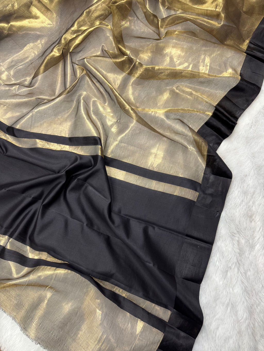 Black Pure Glass Tissue Silk Banarasi Saree