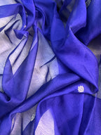 Royal Blue & Green Pure Khaddi Chiffon Silk Banarasi Saree