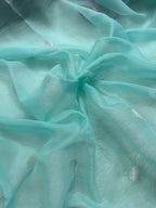 Light Sea Green & Red Pure Khaddi Chiffon Silk Banarasi Saree