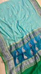 Pastels Pure Khaddi Chiffon Silk Banarasi 3d Saree