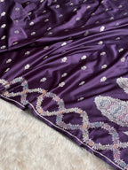 Deep Purple Meenakari Mashru Katan Silk Banarasi Saree