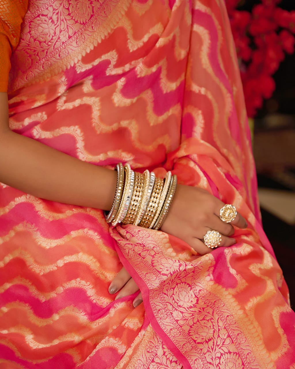 Rangkat Pure Chiffon Silk Banarasi Saree