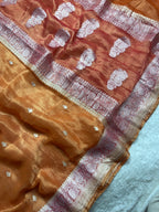 Pure khaddi Tissue Chiffon Silk Banarasi Border Booti 3d Saree