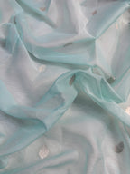 Light Sea Green & Dark Sea Green Pure khaddi Chiffon Silk Banarasi Saree