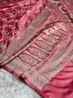 Pink Meenakari Mashru Katan Silk Banarasi Saree