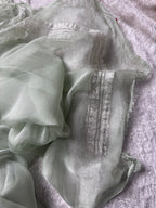 Pista Green Pure Khaddi Chiffon Silk Banarasi Saree
