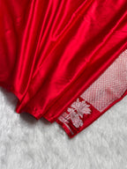Red Meenakari Mashru Katan Silk Banarasi Saree