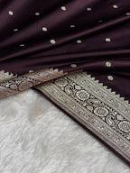 Deep Wine Mashru Katan Silk Banarasi Saree
