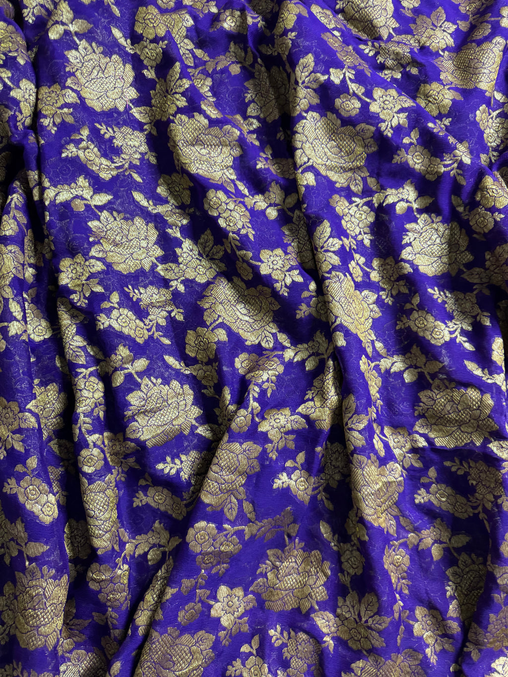 Purple Pure Khaddi Georgette Silk Banarasi Jall Saree