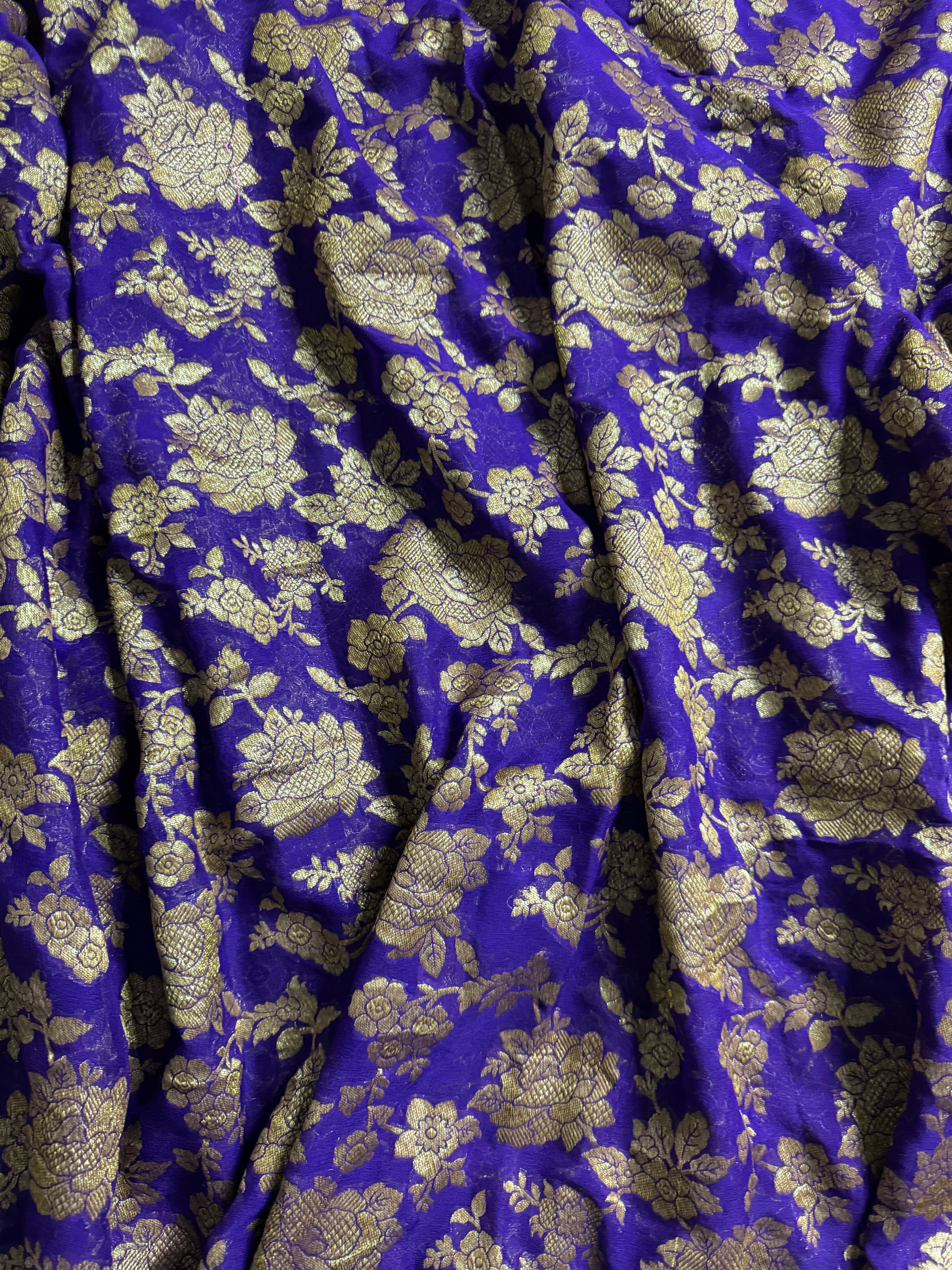 Purple Pure Khaddi Georgette Silk Banarasi Jall Saree