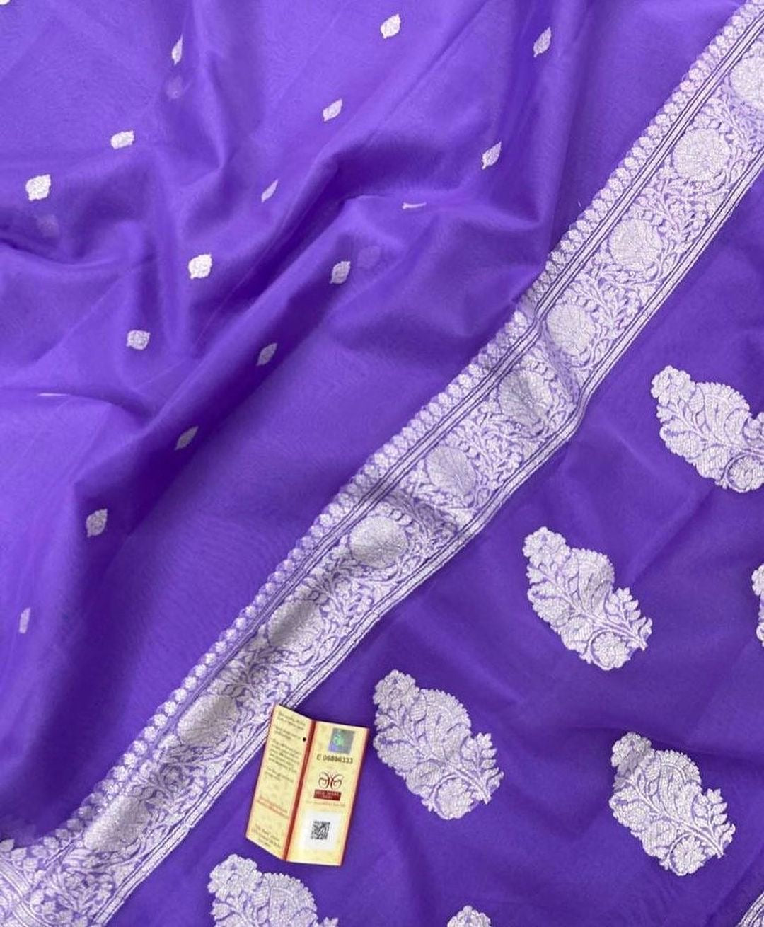Royal Purple Pure Khaddi Chiffon Silk Banarasi Saree
