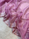 Pink Pure Khaddi Tissue Chiffon Sona & Roopa Meenakari Banarasi Saree