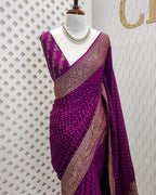 Magenta Pure Khaddi Crep Silk Banarasi Saree