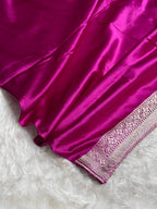 Magenta Meenakari Mashru Katan Silk Banarasi Saree