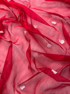 Red & Beige Pure Khaddi Chiffon Silk Banarasi Saree