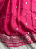 Hot Pink Pure Khaddi Chiffon Silk Banarasi Saree