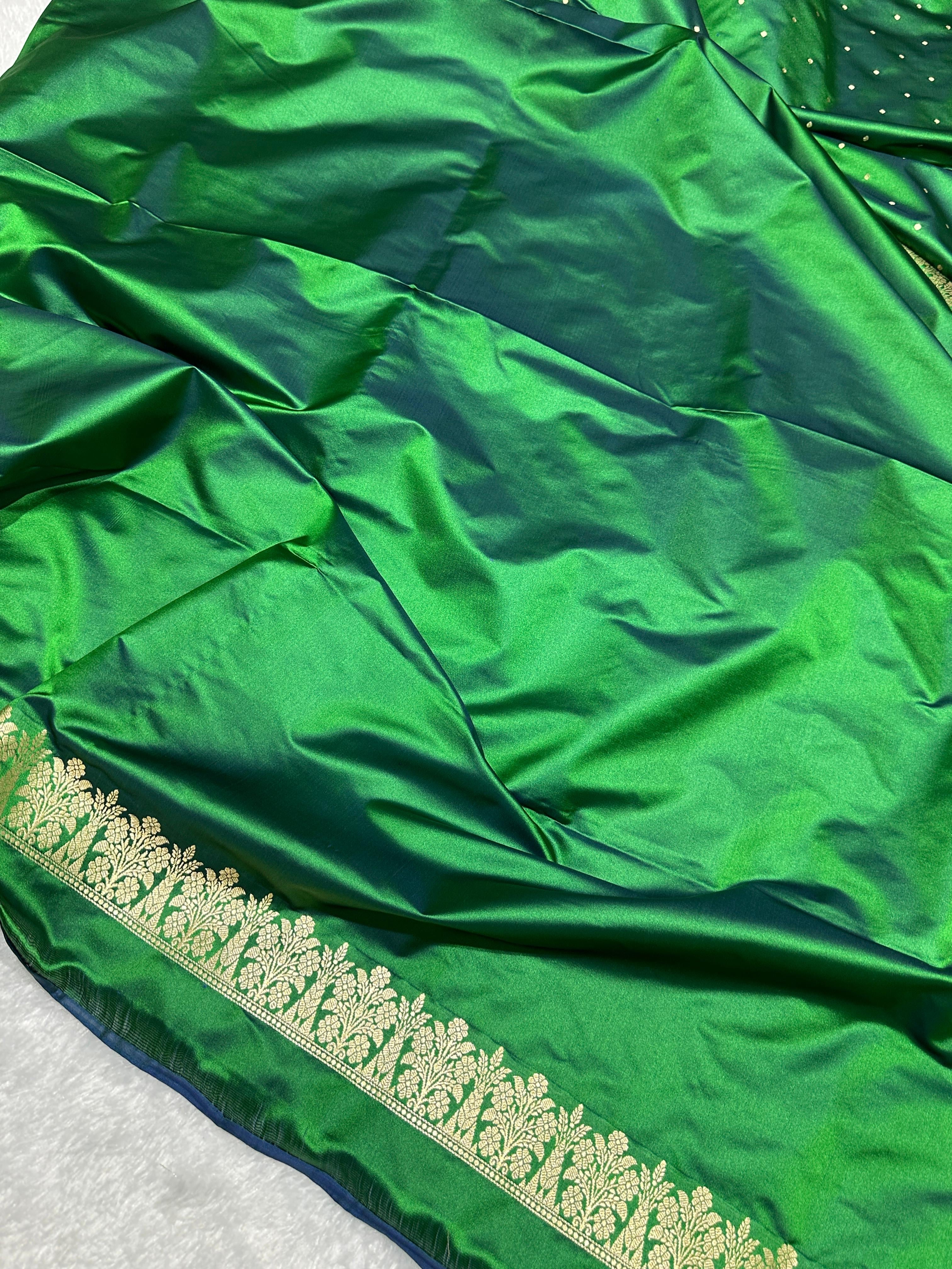 Green Mashru Katan Silk Banarasi Saree
