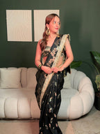 Elan Black Banarasi Nazakat Soft Silk Saree