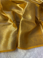 Mustard Yellow Pure Tissue Silk Banarasi Saree