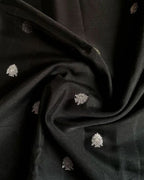 Firozi & Black Pure Khaddi Chiffon Silk Banarasi Saree