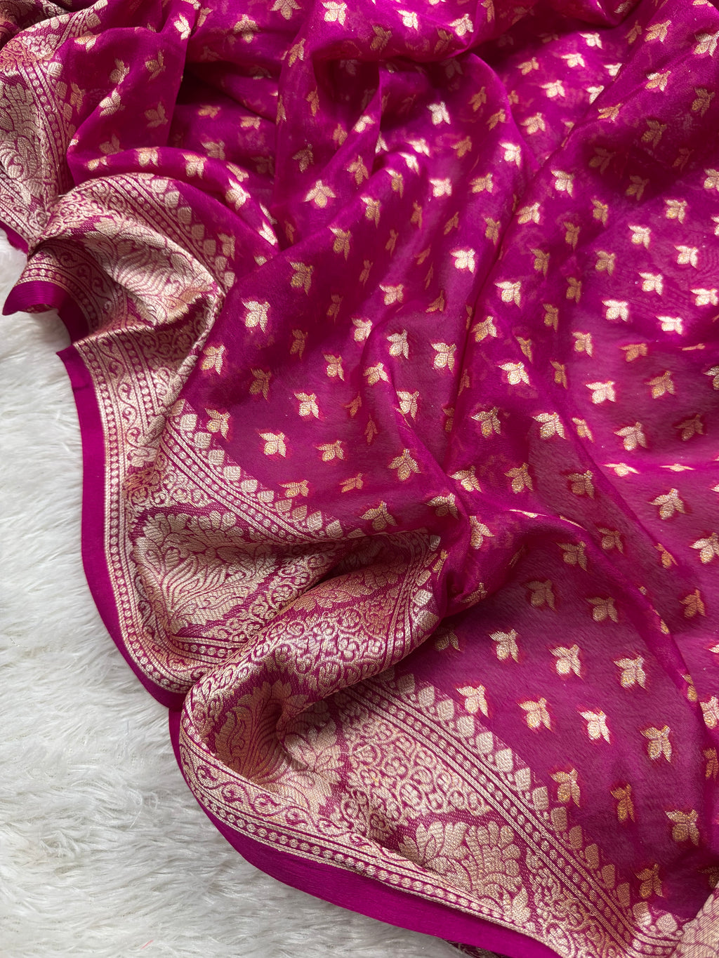 Rani Pure Chiffon Silk Banarasi Saree