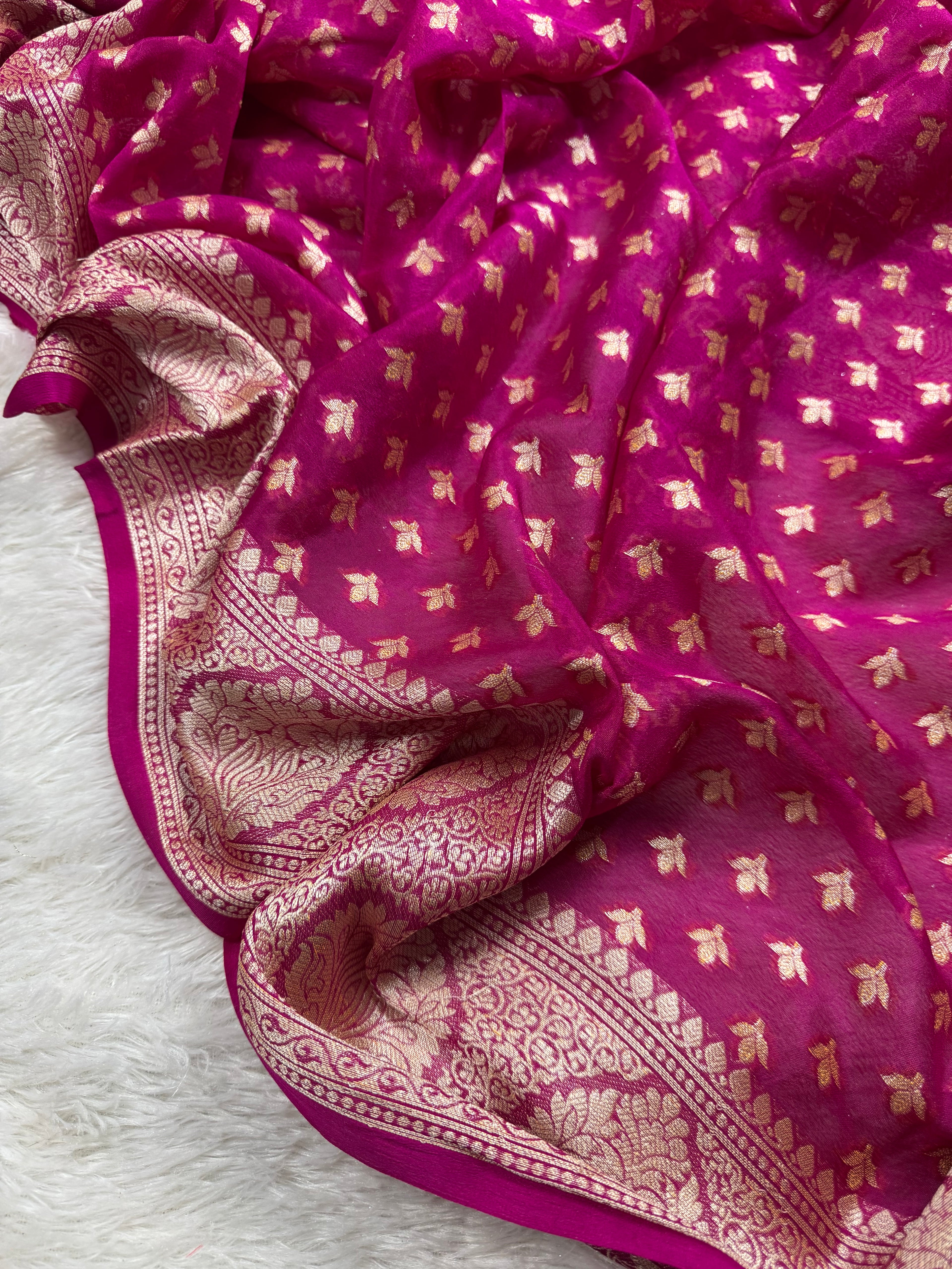 Rani Pure Chiffon Silk Banarasi Saree