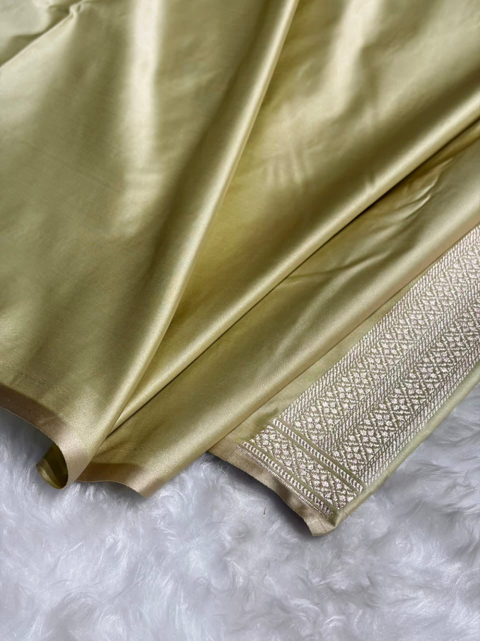 Olive Green Mashru Katan Silk Banarasi Saree