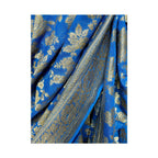 Royal Blue Pure Khaddi Georgette Silk Banarasi Saree