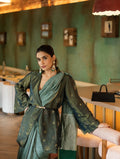 Green Stripe Pure Munga Tissue Silk Banarasi Saree