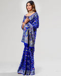 Royal Blue Pure Chiffon Silk Banarasi Saree