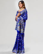 Royal Blue Pure Chiffon Silk Banarasi Saree