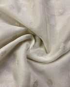 Ivory & Rani Pink Pure Khaddi Chiffon Silk Banarasi Saree